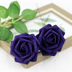 Dark Purple Real Touch Foam Roses